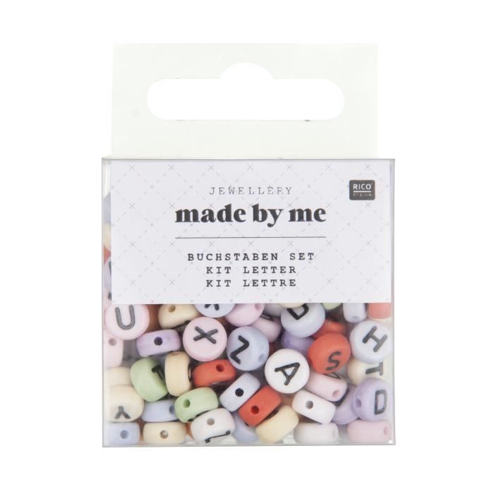 Set de perles lettres - Pastel - 165 pièces - Ø 7 mm - Pour enfants - Mixte