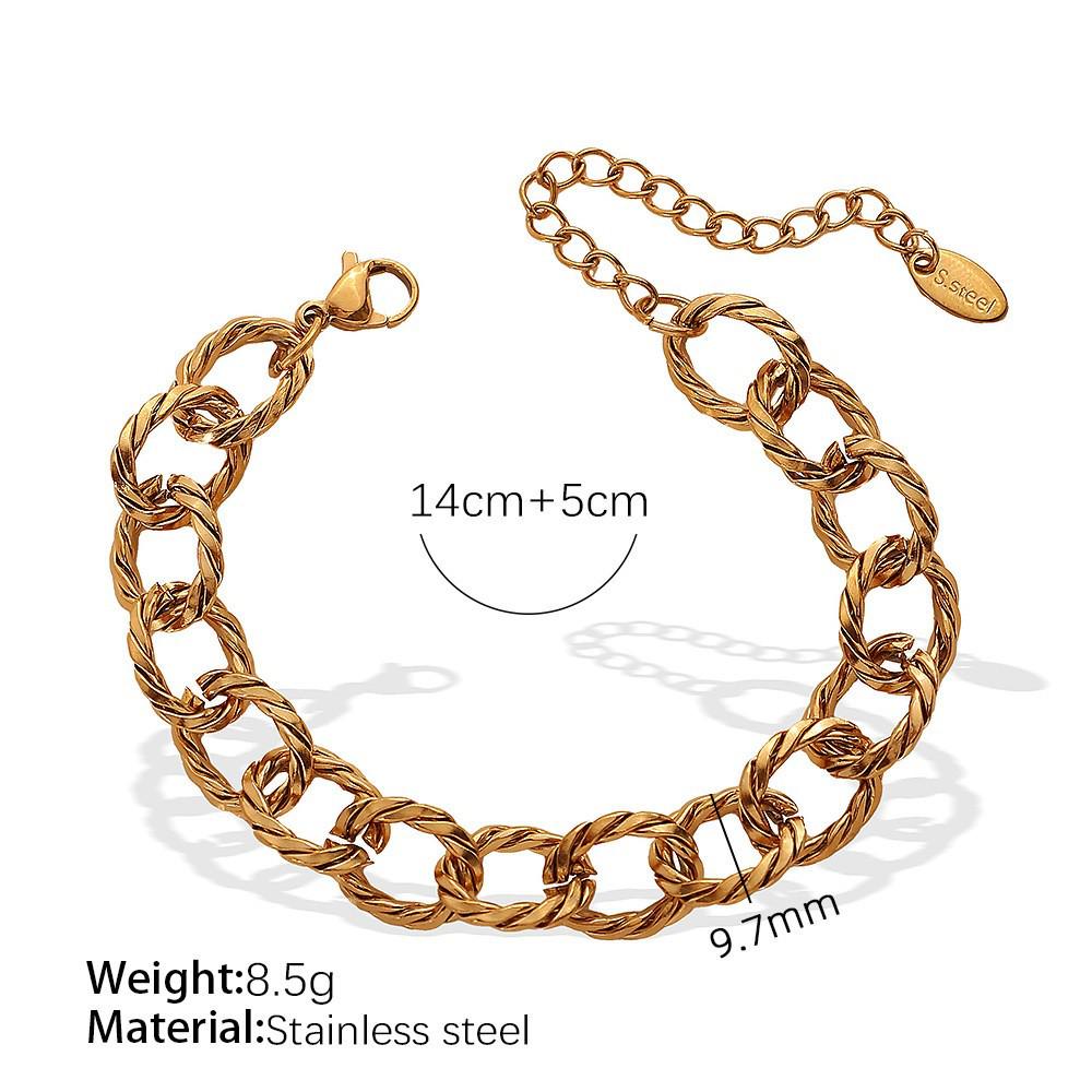 Trendy Embossed O-Chain Stainless Steel Bracelet - Simple, Fashionable Unisex Jewelry