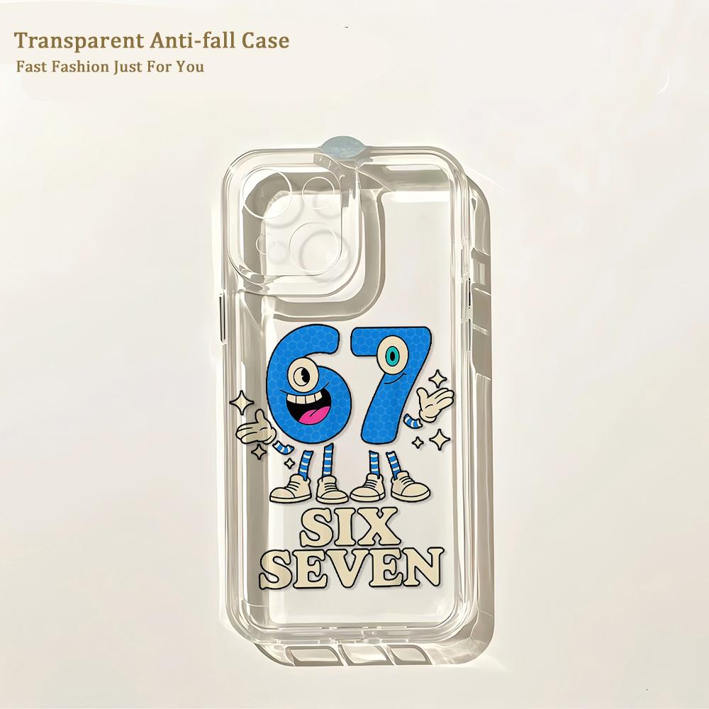 Phone Case For Bold Number 67 Graphic iPhone 17 16 16e 15 14 13 12 11 Mini Pro Max X XR XSMax 8 Air Plus Transparent Back Cover