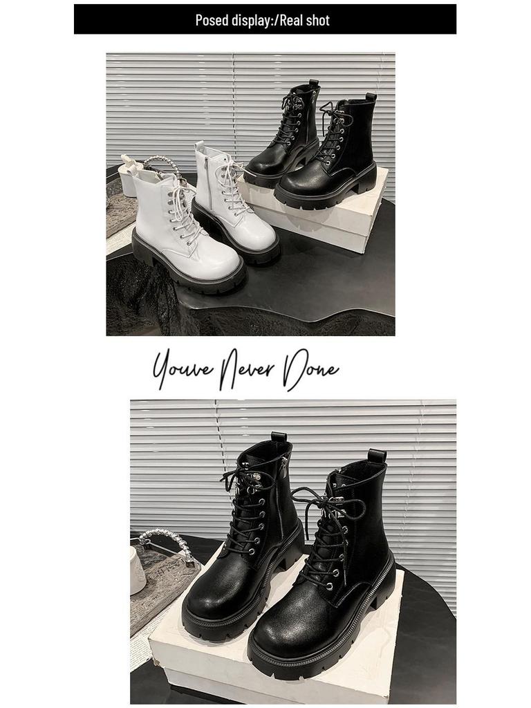 Bottines motardes courtes à lacets pour femmes Automne/Hiver 2025 avec semelle compensée