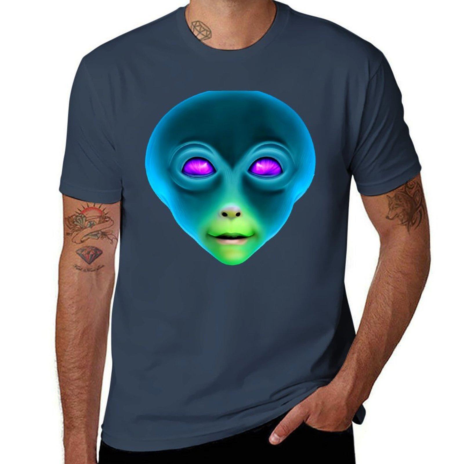 Kind Extraterrestrial Face Tshirt Stain Resistant Casual Tee S
