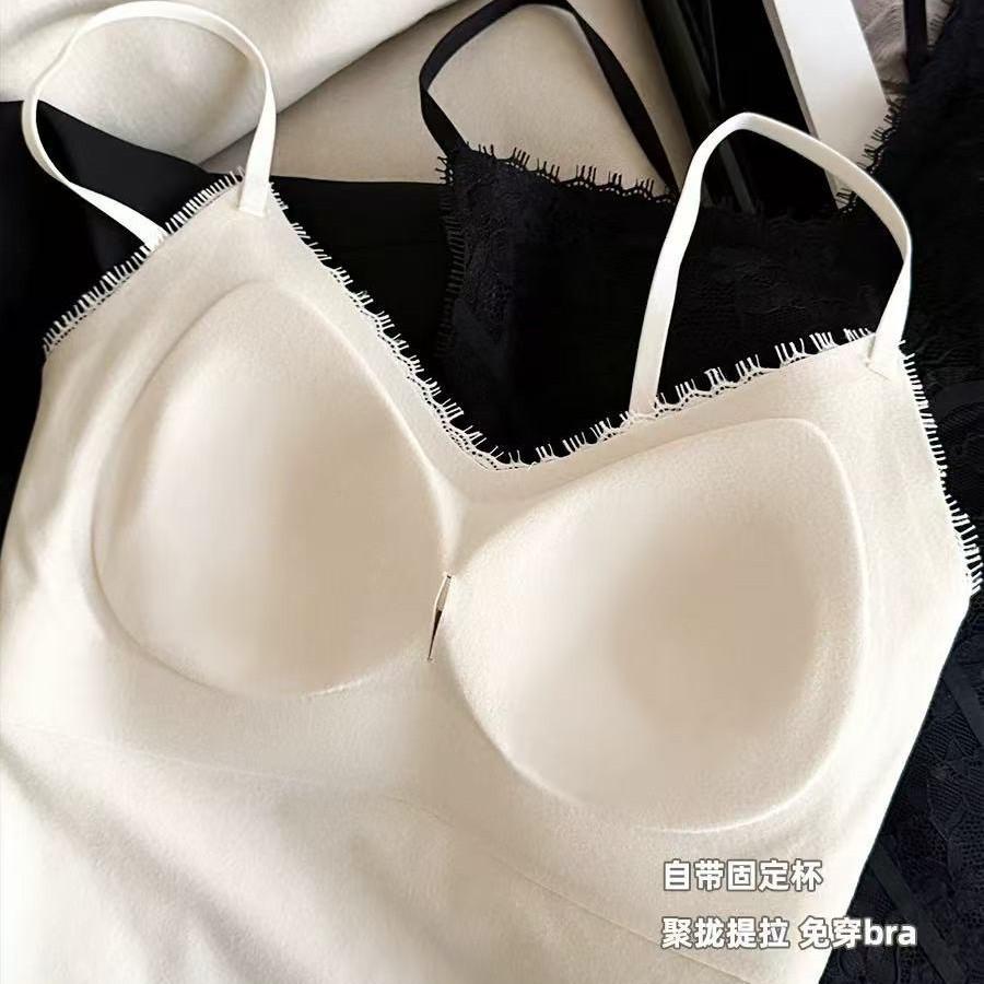 French lace beauty back sling vest women's inner with chest pad women's summer thin can be worn outside bottoming top