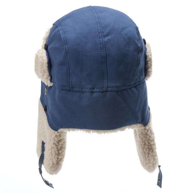 Winter Warm Fleece-Lined Canvas Beanie Hat Outdoor Cycling Snow Hiking Windproof Ear Protection Unisex