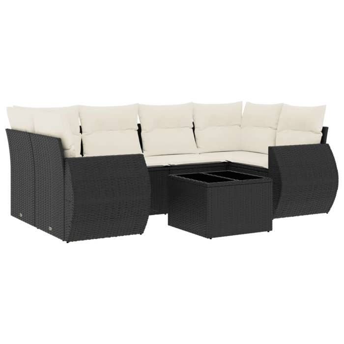 VidaXL Salon de Jardin avec Coussins 7 pcs, Canapés de Terrasse, Ensemble de Meubles de Patio, Mobilier d'Extérieur, Noir 3253453