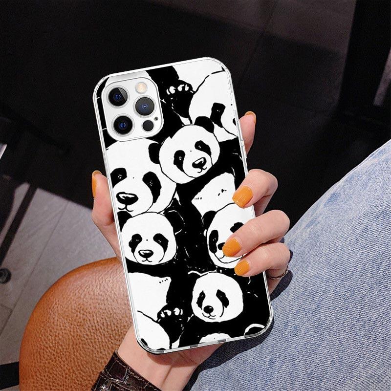 Cartoon Cute Panda Bear Phone Case For iPhone 17 Air 16 Pro Max 16E 15 + 14 Plus 11 12 13 Mini 7 8 SE Gift Print Cover Fundas 17