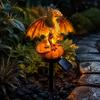 Terrassen Rasen Gartengestaltung Ornamente Gotische Garten Harz Drachenstatue Erdspieß, Solarfigur, Außen Fantasy Festliche Außen Party Deko Statuen