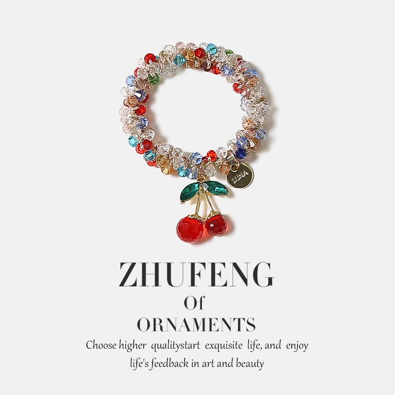 

1 шт. Простая повязка на голову с вишневым кристаллом, с темпераментом, для завязывания хвостика или пучка, аксессуары для волос, эластичная лента для головного ремешка