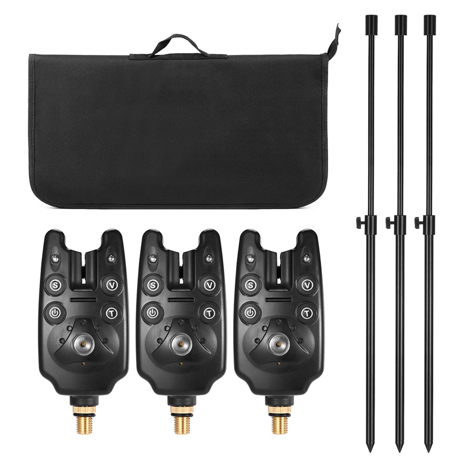 

Сигнализаторы поклевки для рыбалки, набор из стоек для рыбалки с мягкой сумкой для рыболовных инструментов, подходит для дневной и ночной рыбалки set 1 чёрный