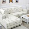 Pastoral Style Thick Sofa Covers Non-slip Soft Off White Sofa Cushion Mat  Buckwheat Flower Embroidery L-type Corner Couch Cover