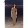 Zaprha 2025 Summer New Accessories Temperament Hanging Neck Midi Casual Dress Waist Hugging Slimming 3564092