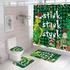 4 Pcs Christmas Shower Curtain Sets with Non-Slip Rugs, Toilet Lid Cover and Non-Slip U Shape Bath Mat, Christmas Bathroom Decor with 12 Hooks Xmas
