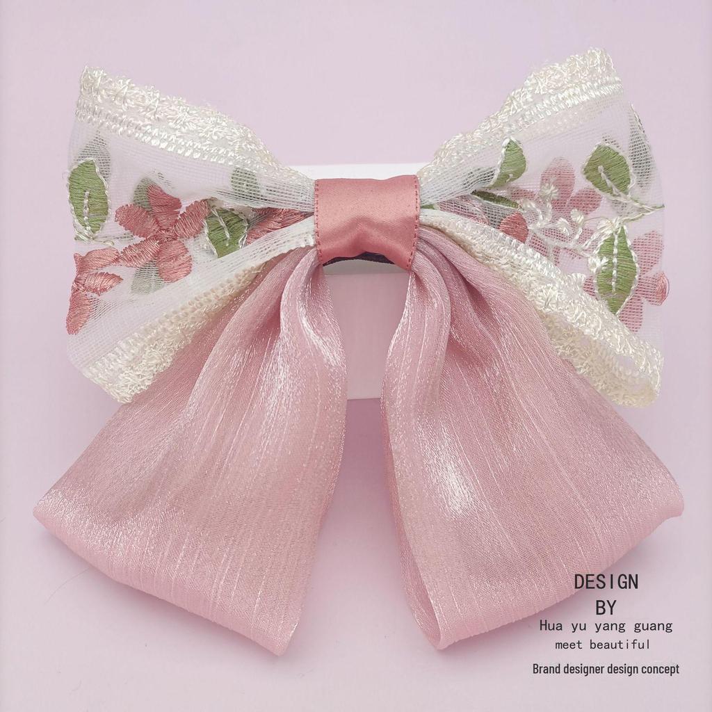 Embroidered Oversized Lace Bow Hairpin - Sweet Fairy Style