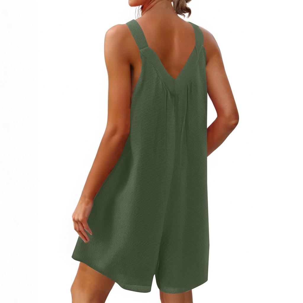 Comfortabele casual jumpsuit voor dames met korte mouwen, trui en korte broek.