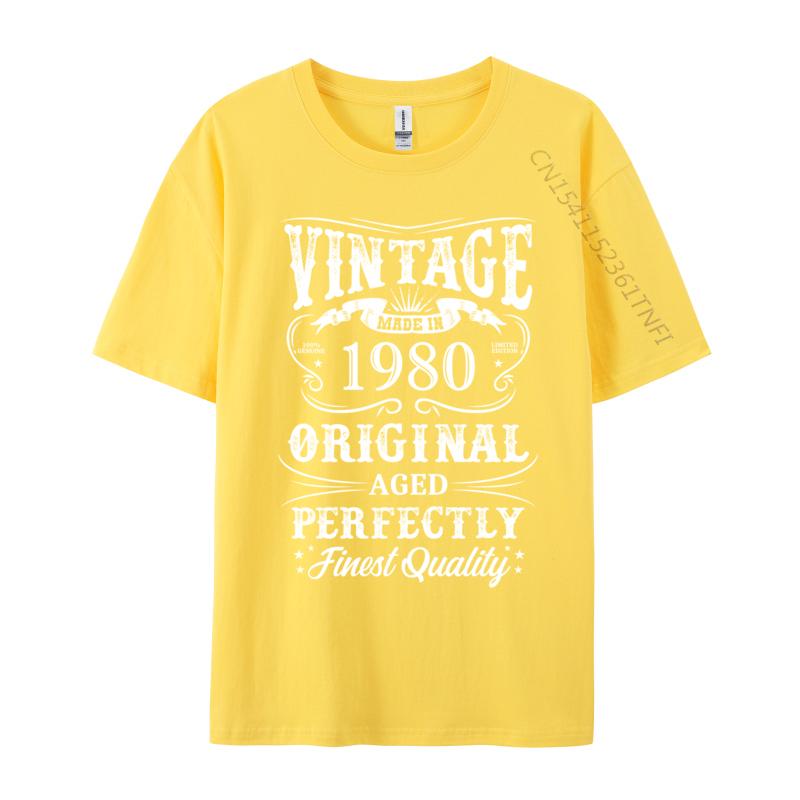 Men's T-Shirt 1980 Original Birth Year Vintage Made In 1980 T-shirts Fitness Tight Tees New Arrival Print Slim Fit Tops Shirt