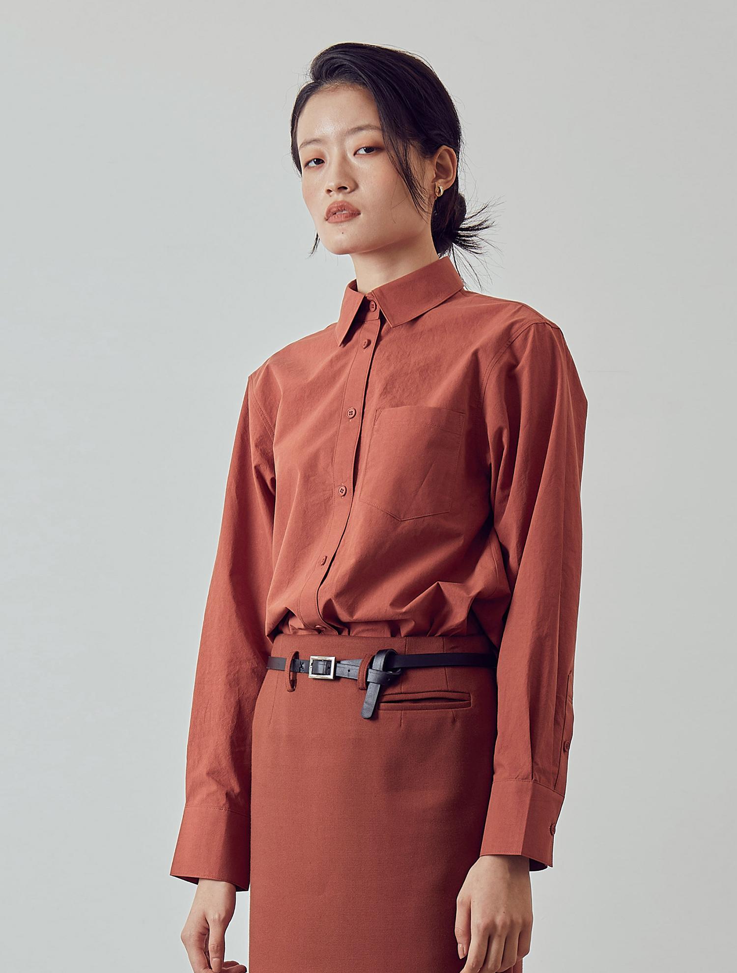 Bowloon Standard Cotton Shirt - Brick Red Brown