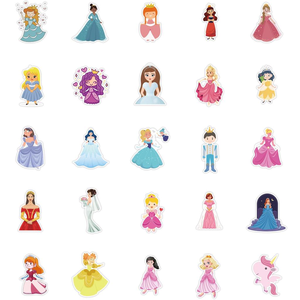 Princess Doodle Sticker Pack: 50 Waterproof Stickers for Car, Phone, Water Bottle, and Journal Decoration