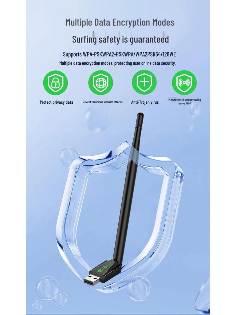 WiFi6 USB Network Card AX300: 286Mbps Wireless Receiver & Transmitter, Driver-Free for Computers