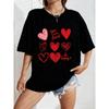 White T Shirt With Heart Pattern And Love Messages For Casual Wear