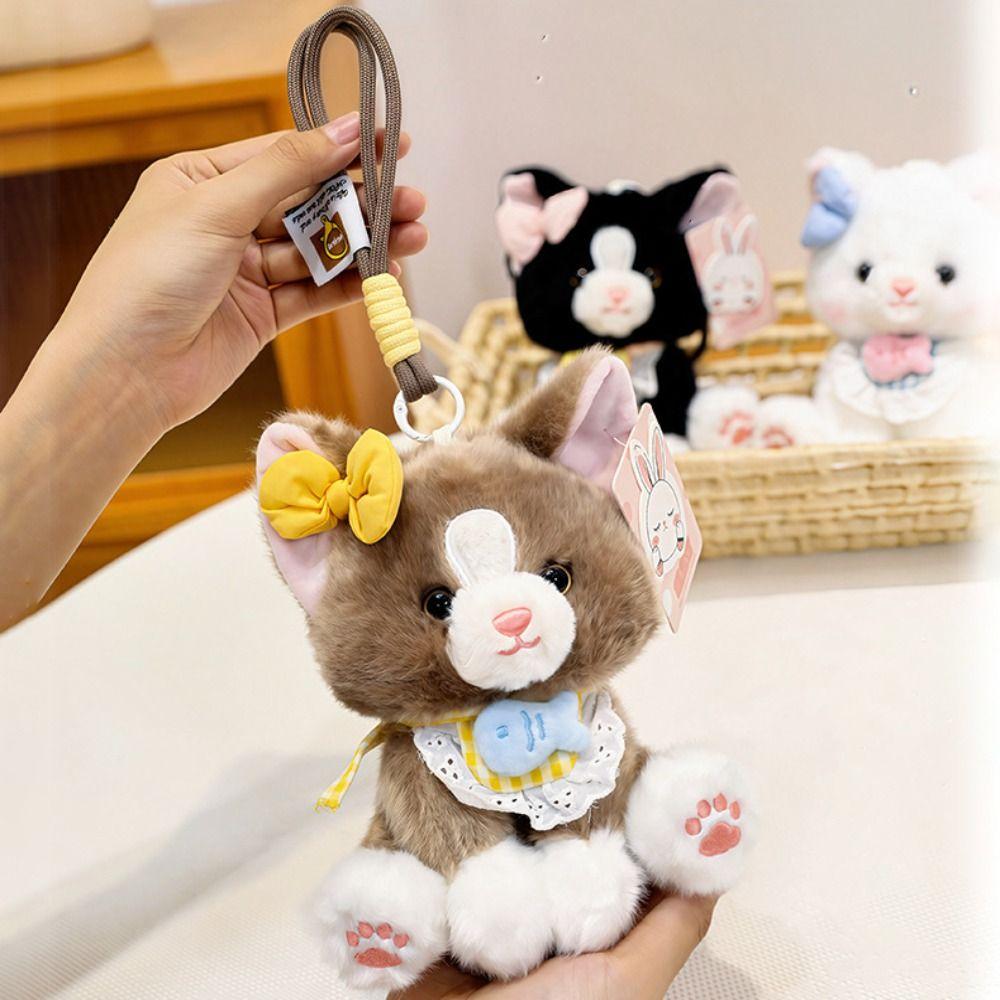 Stuffed Plush Pendant Doll Cat Shaped Table Companion Doll Cute Cat Keychain For Children