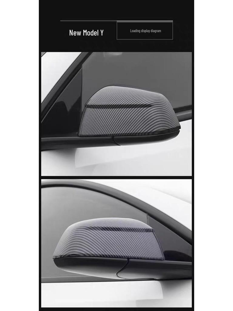 Tesla Model Y/3 Carbon Fiber Texture Rearview Mirror Cover – Backup Camera Shell Protector