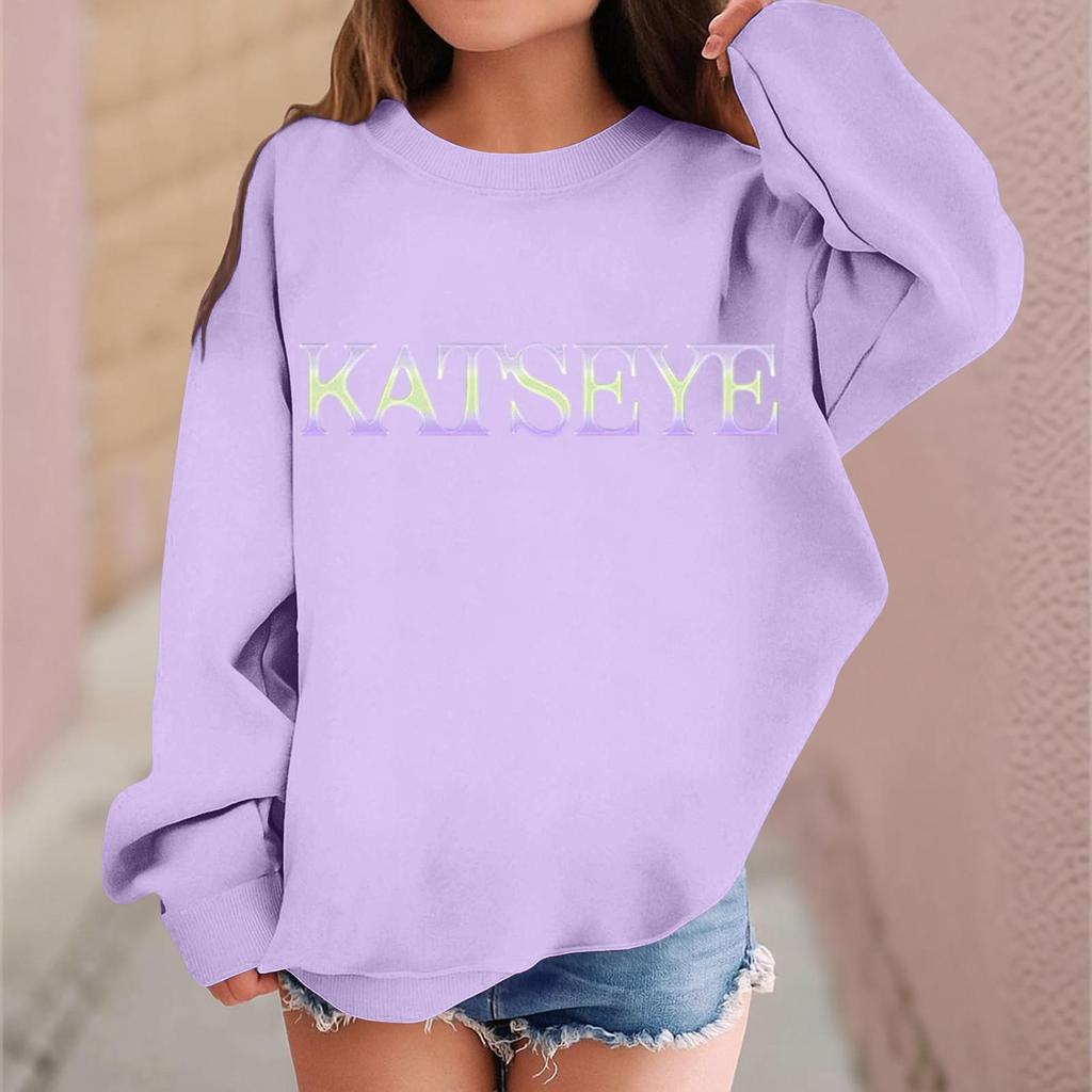Kids Long Sleeve Printed Neck Sweatshirt Casual Pullover Top for Boys and Girls
