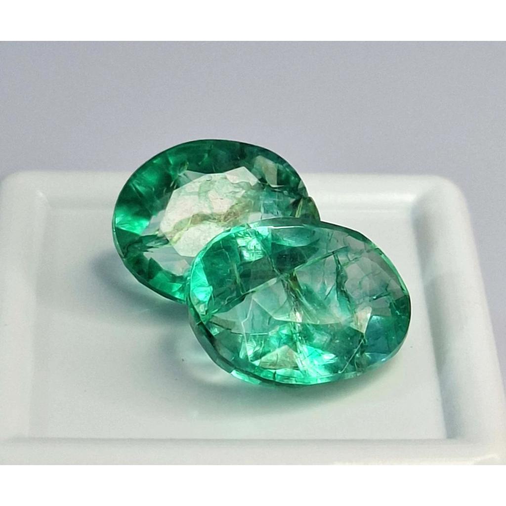 Natural Colombian Emerald Emerald Oval Cut 10-12 Ct Pair Stunning Gemstone