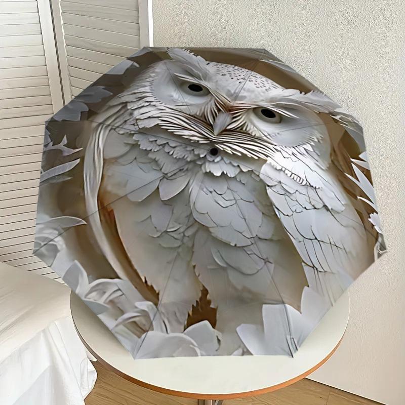 1PC Owl Paper-Cut Umbrella-8-Rib Reinforced, Automatic Open, Lightweight & Durable, Cute Fashion Accessory for Outdoor-P64