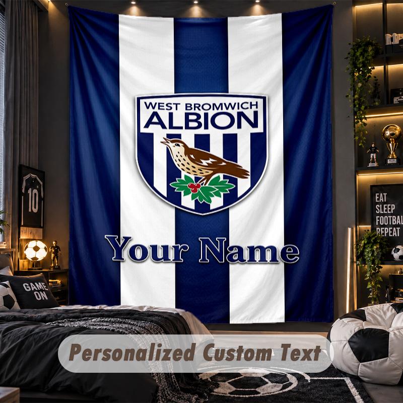 TapestryWest Bromwich Albion FC Custom Name Text Personalized Wall Hanging Tapestry Home Wall Decor