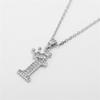 Fashion Cubic Zirconia Crown Letter Pendant Necklace Silver Hip Hop Punk Alphabet Jewelry
