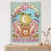 Aesthetic Retro Vintage Tapestry Wall Hanging 70s Hippie Boho Bohemian Tapestries with Trippy Mushroom Butterfly Moth Daisy