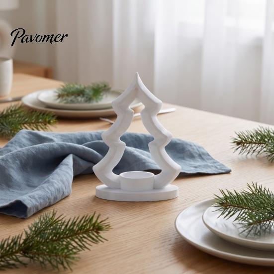 Seasonal Home Decoration Christmas Tree Candle Holder, 3D Printed Tealight Stand, Rustic Minimalist Festive Accessory Farmhouse Dining Table
