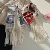 Women's Festive Snowman Knit Scarf - Warm Double Layer Wool with Tassels