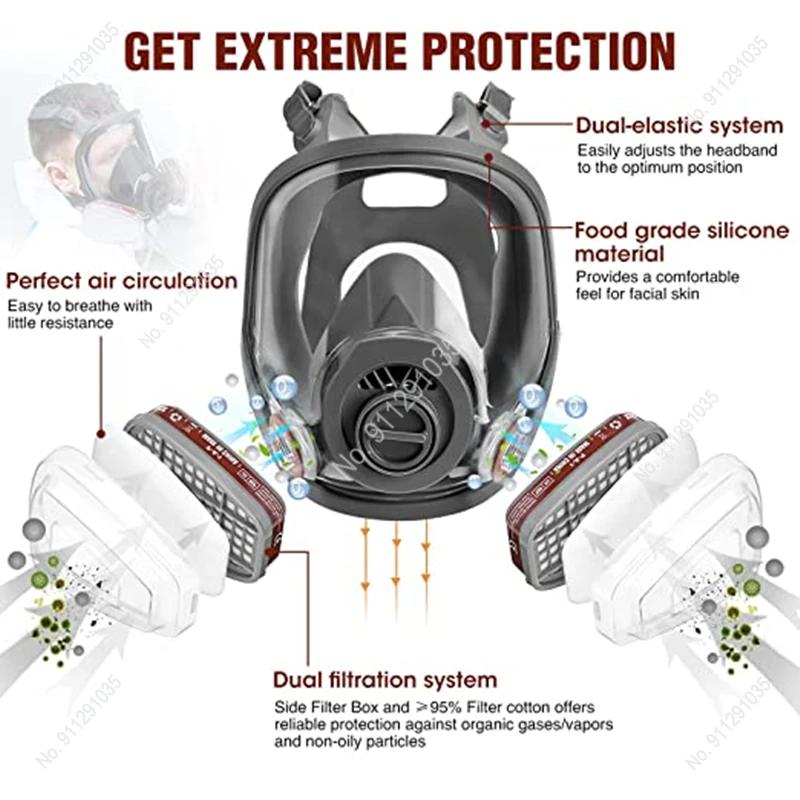 Pełnotwarzowa maska gazowa Respirator 6800 do kwasów, substancji organicznych, amoniaku, farb, chemikaliów, pestycydów - Laboratoryjna przeciwpyłowa z wieloma filtrami
