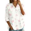 Women's Vintage Floral Print Button Down Blouse - 3/4 Sleeve Relaxed Fit Shirt with Collar, Great for Casual and Wear