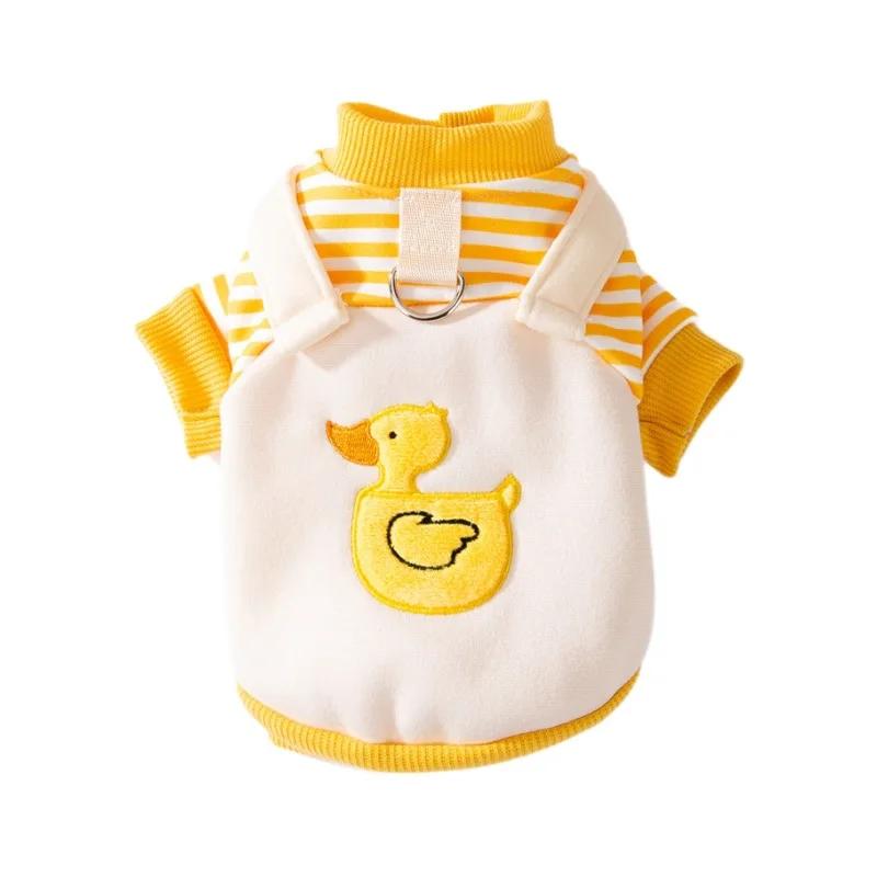 Cute Little Penguin Striped Strap In Autumn and Winter Two Leg Dog Hoodie Cat Thin Velvet Pet Teddy Clothes Dog Hoodie