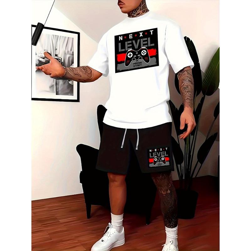 Men's Casual Outfit Set Yellow Duck Print Men's T-shirt & Beach Shorts Set Summer Short-sleeved Street Fashion Sports Shorts