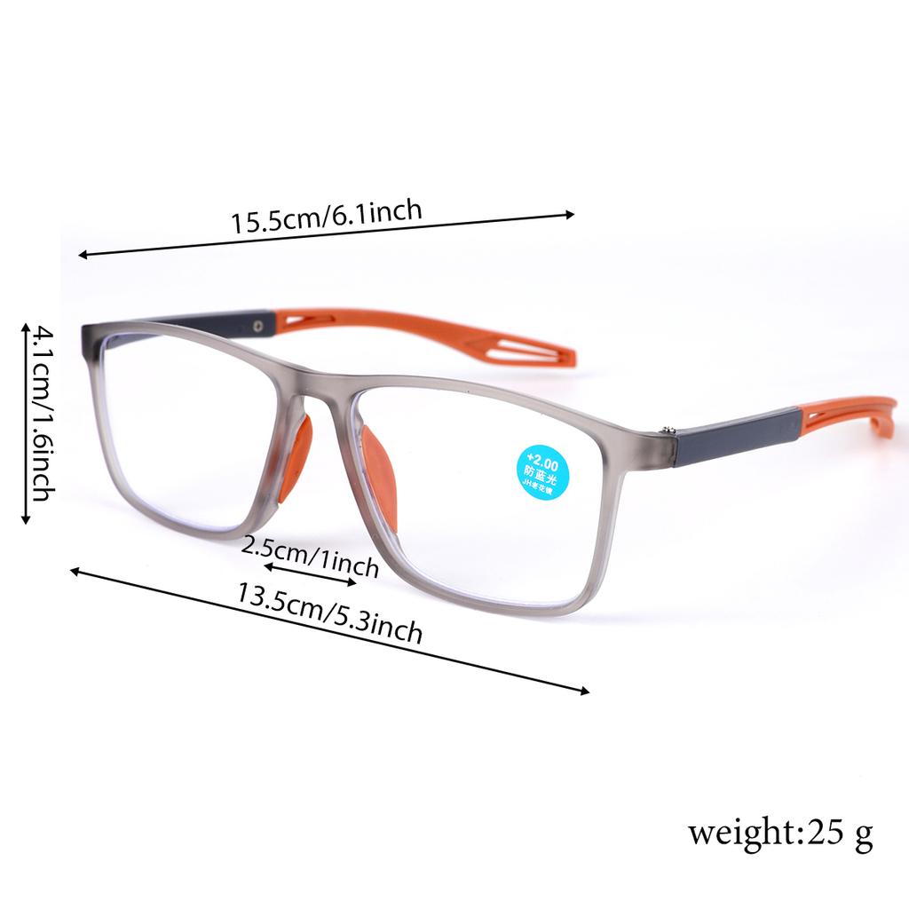 3 PCS Fashion TR90 Reading Glasses for Men Spring Leg Sports Presbyopia Glasses Anti Blue Light Glasses +100 ~+400