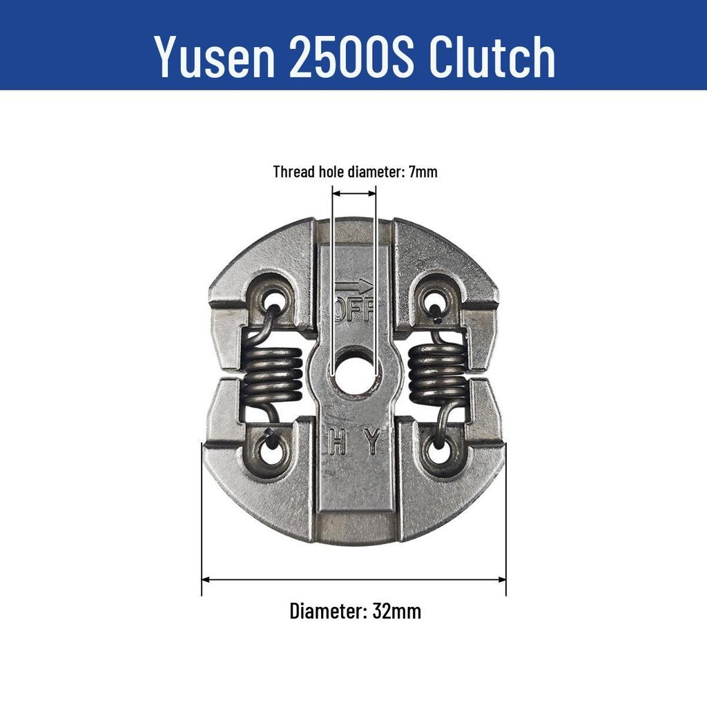 Yusen 2500S Chainsaw Parts: Cylinder, Brake, Pull Cord, Clutch, Air Filter, Carburetor.