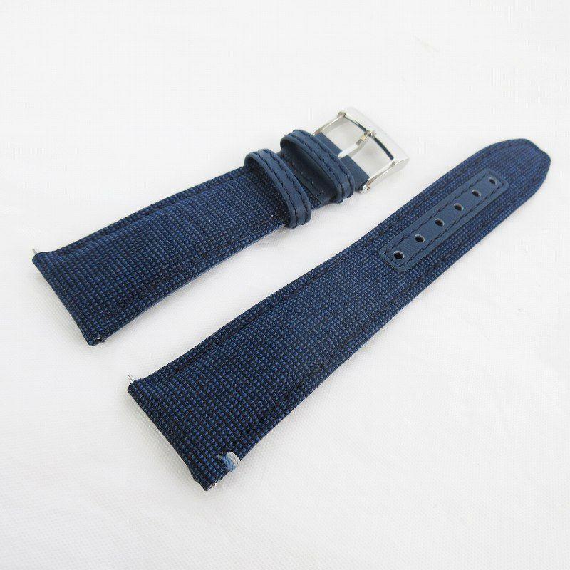 Used Baume & Mercier genuine watch belt band BLVB buckle width 17mm lug width 22mm leather canvas navy blue navy
