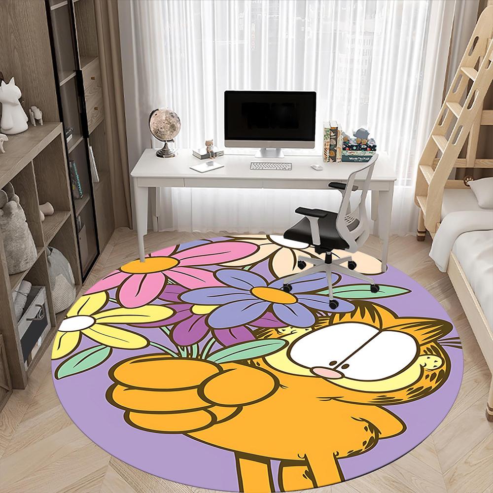 1pc Garfield Office Round Area Rug, Under Office Chairs Bedroom Living Room Home Decor, Room Deco