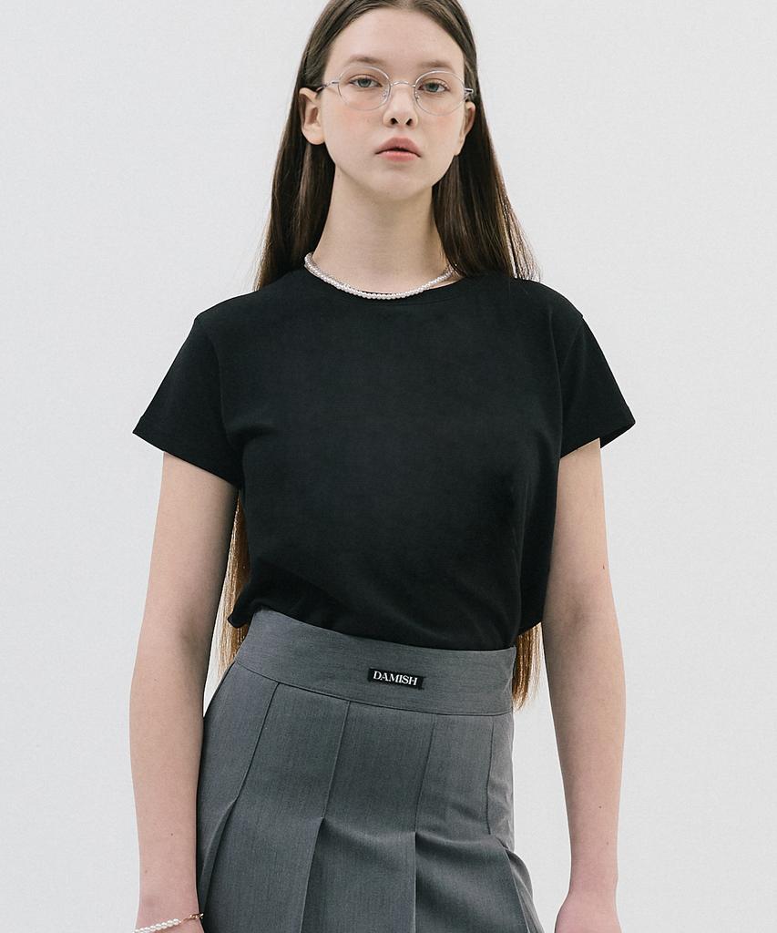 Damiswi Basic Semi Crew Neck T-Shirt_Black