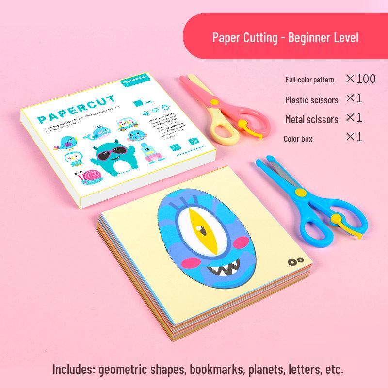 Buntes Origami DIY-Set: Lustiges pädagogisches Papierschneideset für Kinder