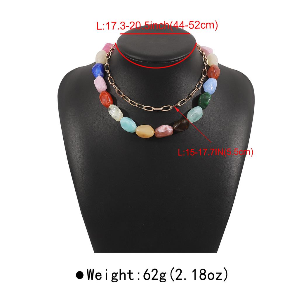 Collana estiva in resina con perline Dopamina Senso del design Colore di nicchia Choker impilato a mano