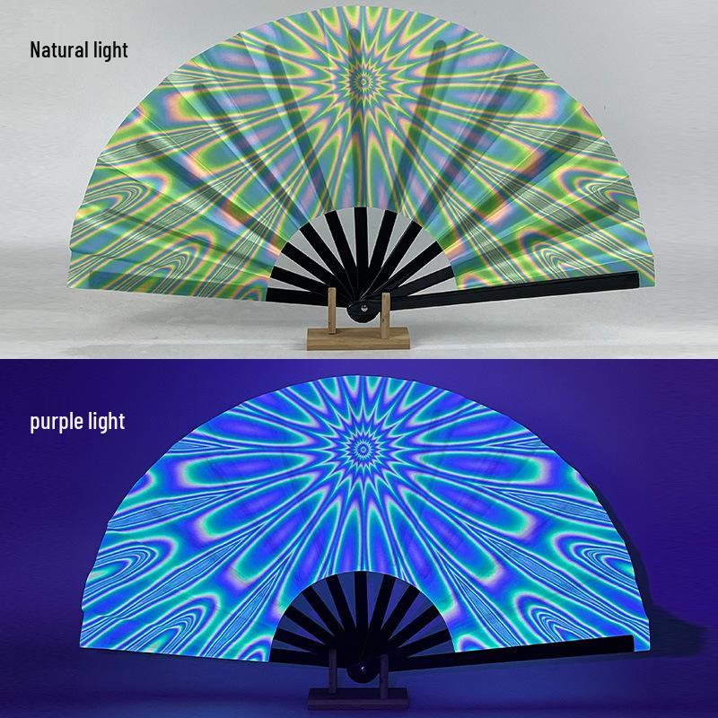 Leuchtender faltbarer Kung-Fu-Party-Fächer mit UV-fluoreszierender Leuchtkraft