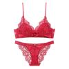 Sexy lace rimless underwear thin cotton triangle cup beautiful back bra  big chest small bra women