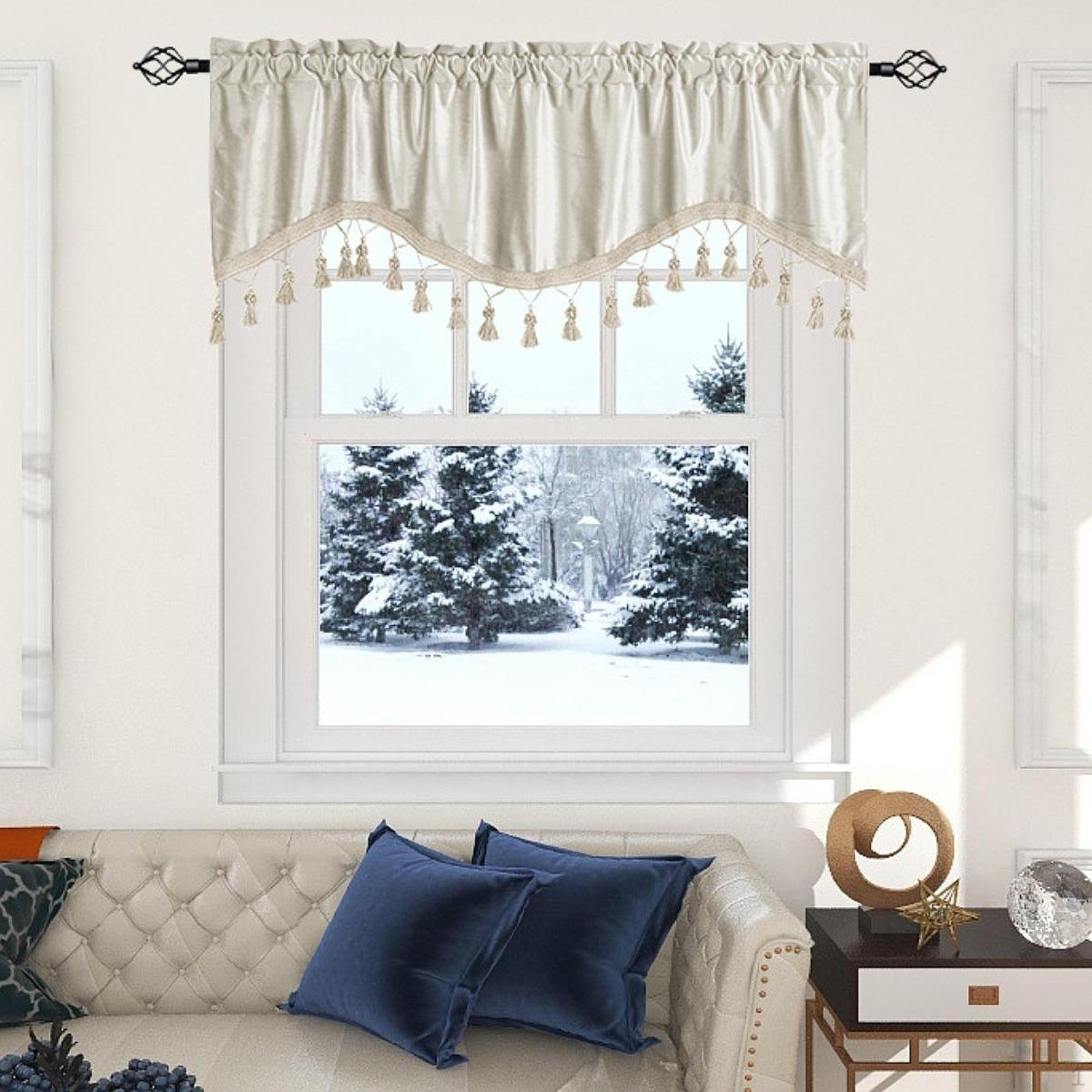 

Rod Pocket Valance Curtain for Kitchen Living Room Short Window Treatment білий