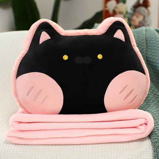 Cartoon Animal Pillow and Blanket: Cute Rabbit, Panda, Pig, Frog Design for Home, Office, or Car Naps