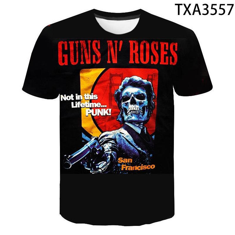 Summer Fashion Guns And Roses 3D Printed Men's T Shirts Mens Womens Fun Harajuku Streetwear Hip Hop Short Sleeve Oversized Tops