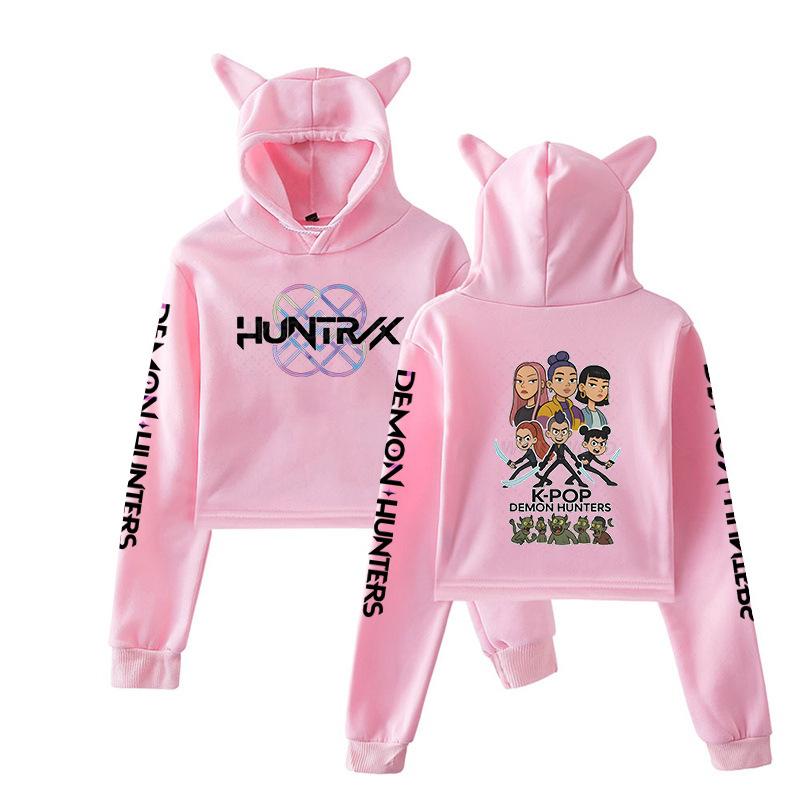 Kpop Dämonenjäger Fanmerch Mira Rumi Zoey Huntrix Neuer Hoodie Katzenohren Sweatshirt Langarm Mädchen Frauen Mode Niedliche Oberteile