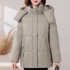 Women Winter Down Jacket Detachable Hood White Duck Down Coat Loose Warm Puffer Outerwear For Ladies